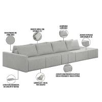Sofá Ilha Modular Para Sala 432cm Com Puff Dublin K01 Linho Cinza - 7
