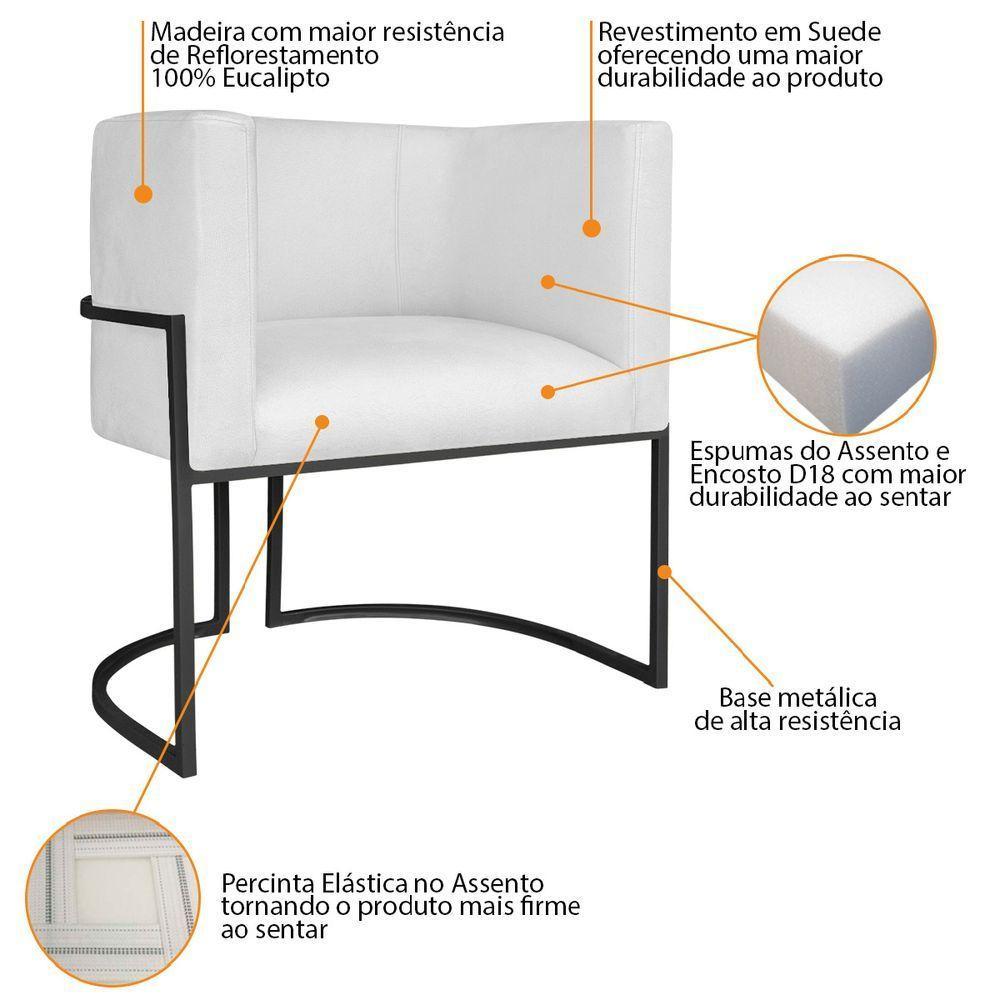 Kit Divã Luna 160cm Lado Esquerdo E 01 Poltrona Base De Ferro Preto Suede Branco - 5