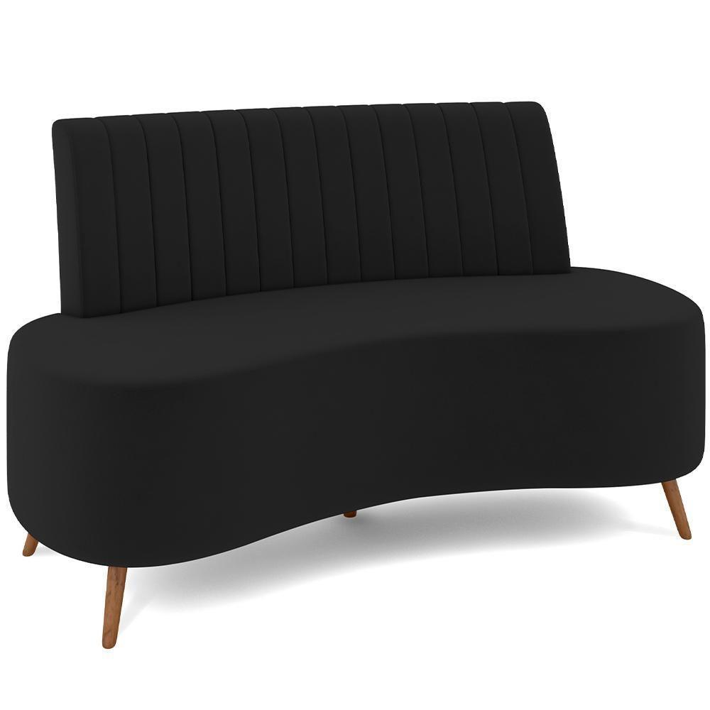 Sofá Chaise Living 2 Lugares 160cm Para Sala Cayman K01 Veludo Preto - 1