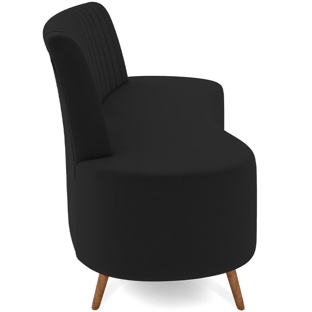 Sofá Chaise Living 2 Lugares 160cm Para Sala Cayman K01 Veludo Preto - 2