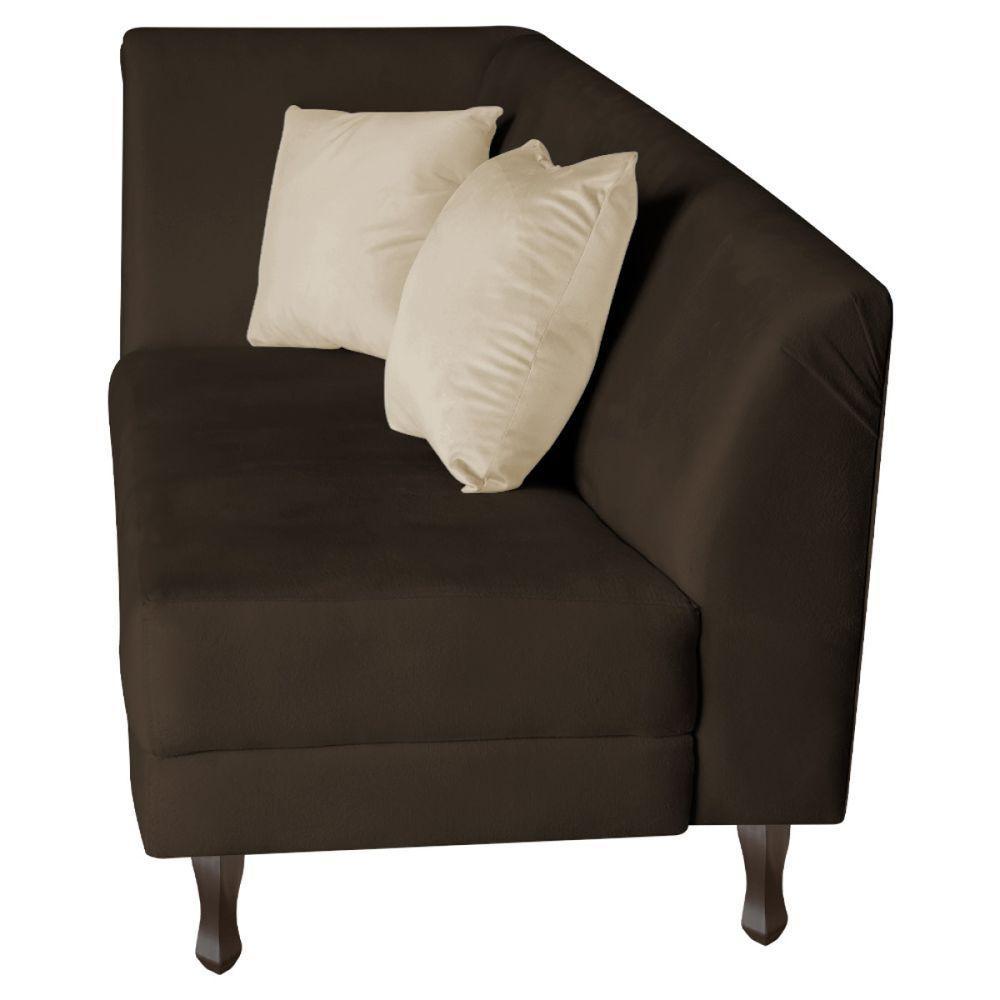 Recamier Heitor 160cm Com Almofada Lado Direito Sintético Cor Marrom-bege - 2