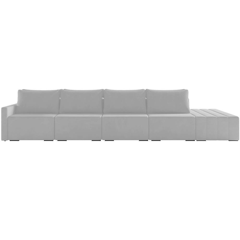 Sofá Ilha Modular Para Sala 432cm Com Puff Dublin K01 Veludo Cinza - 5
