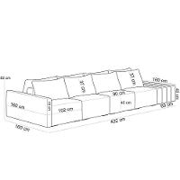 Sofá Ilha Modular Para Sala 432cm Com Puff Dublin K01 Veludo Cinza - 3