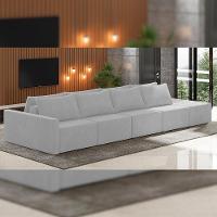 Sofá Ilha Modular Para Sala 432cm Com Puff Dublin K01 Veludo Cinza - 6