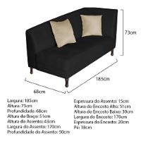 Recamier Heitor 185cm Com Almofada Lado Esquerdo Sintético Preto Bege - 6