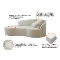 Divã Recamier Curvo Inglaterra 200cm Lado Esquerdo Linho Bege - 7