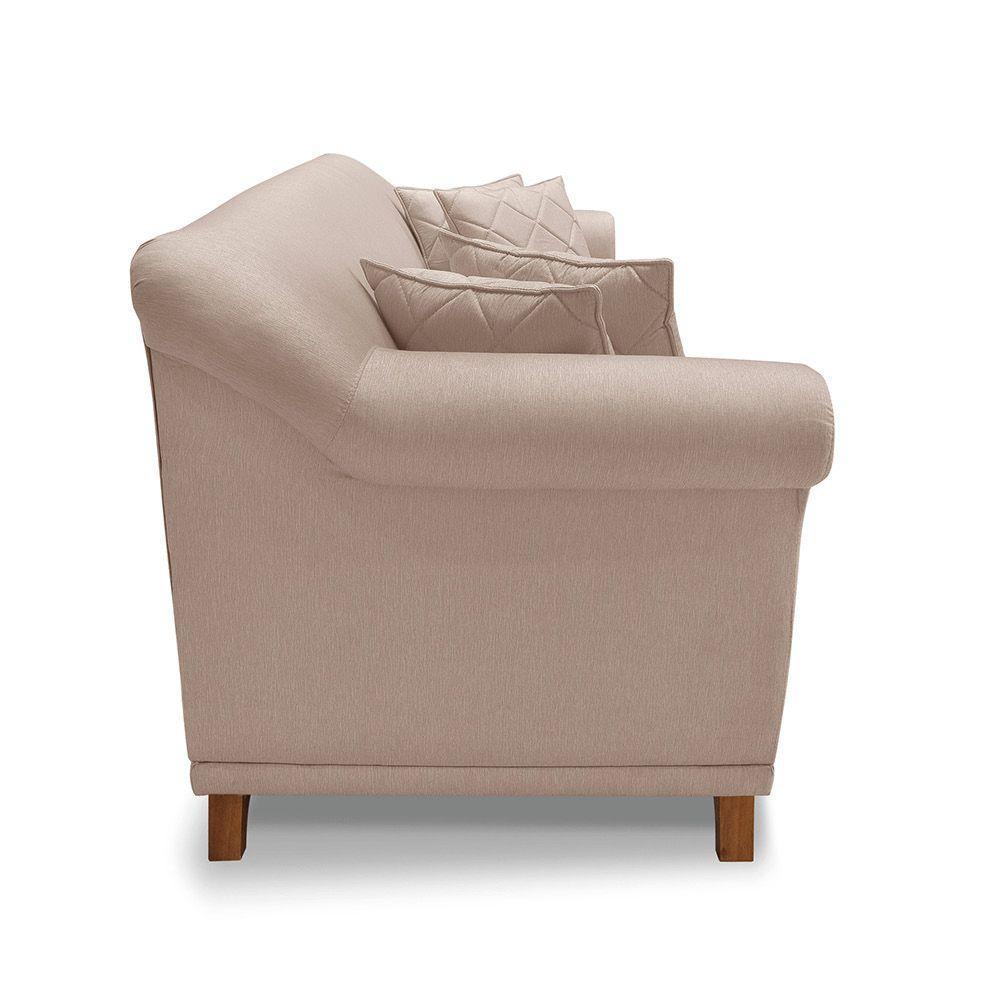 Sofá 2 Lugares Pé De Madeira Julieta 160 Cm Linho Areia S04 - D'rossi - 4