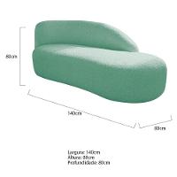 Kit Divã Luna 140cm Lado Direito E 02 Poltronas Base De Ferro Preto Suede Azul Tiffany - 8