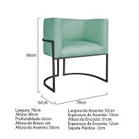 Kit Divã Luna 140cm Lado Direito E 02 Poltronas Base De Ferro Preto Suede Azul Tiffany - 10