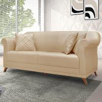 Sofá 2 Lugares Pé De Madeira Julieta 160 Cm Linho S04 - D'rossi Cor Dourado - 6