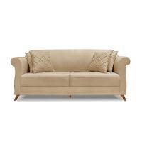 Sofá 3 Lugares Pé De Madeira Julieta 220 Cm Linho S04 - D'rossi Cor Dourado - 3