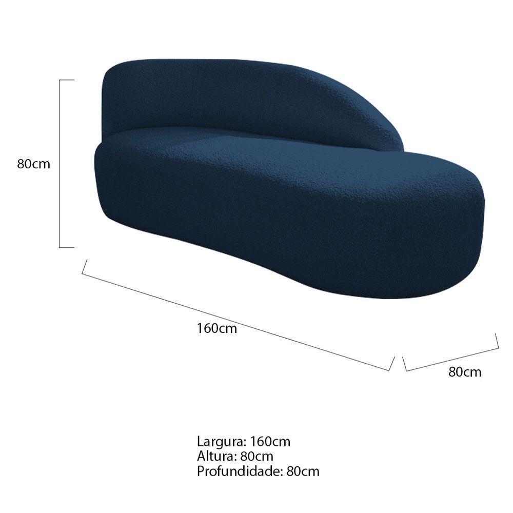Kit Divã Luna 160cm Lado Direito E 01 Poltrona Base De Ferro Dourada Suede Azul Marinho - 8