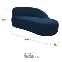 Kit Divã Luna 160cm Lado Direito E 01 Poltrona Base De Ferro Dourada Suede Azul Marinho - 8