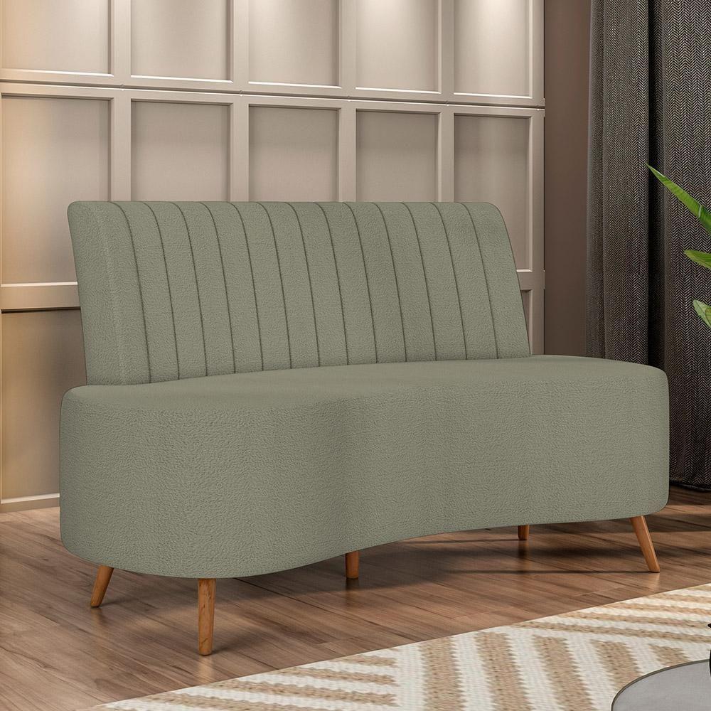 Sofá Chaise Living 2 Lugares 160cm Para Sala Cayman K01 Bouclê Verde - 6
