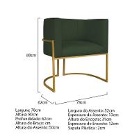 Kit Divã Luna 160cm Lado Esquerdo E 01 Poltrona Base De Ferro Dourado Linho Verde - 10