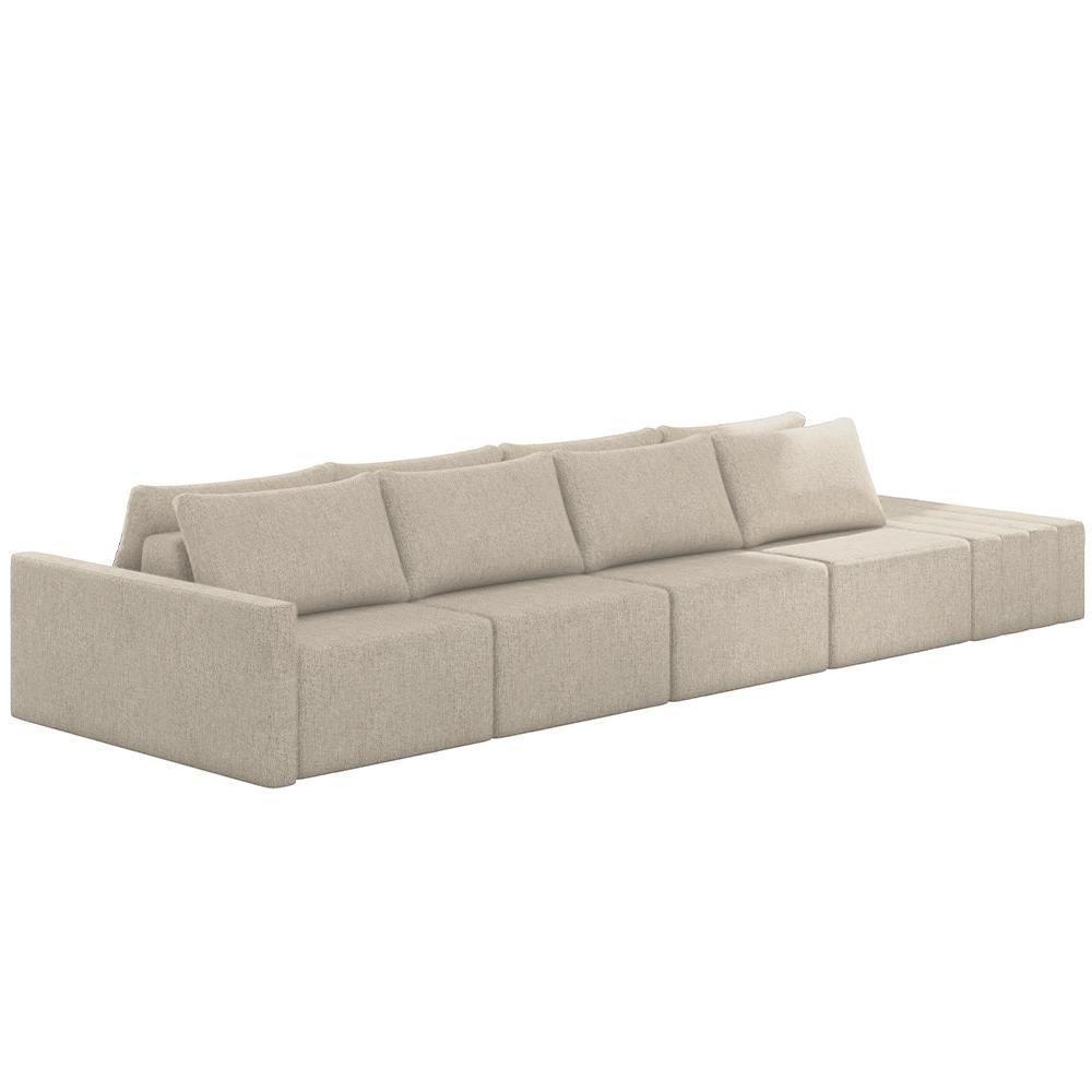 Sofá Ilha Modular Para Sala 392cm Com Puff Dublin K01 Linho Bege - 1
