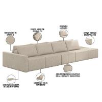 Sofá Ilha Modular Para Sala 392cm Com Puff Dublin K01 Linho Bege - 5