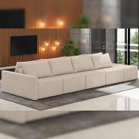 Sofá Ilha Modular Para Sala 392cm Com Puff Dublin K01 Linho Bege - 7