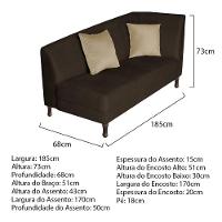 Recamier Heitor 185cm Com Almofada Lado Esquerdo Sintético Cor Marrom-bege - 6