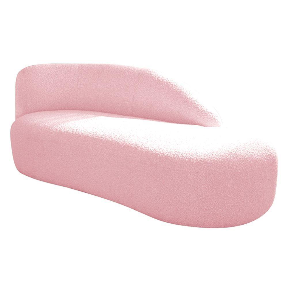 Kit Divã Luna 160cm Lado Direito E 02 Poltronas Base De Ferro Preto Suede Rosa Bebê - 3