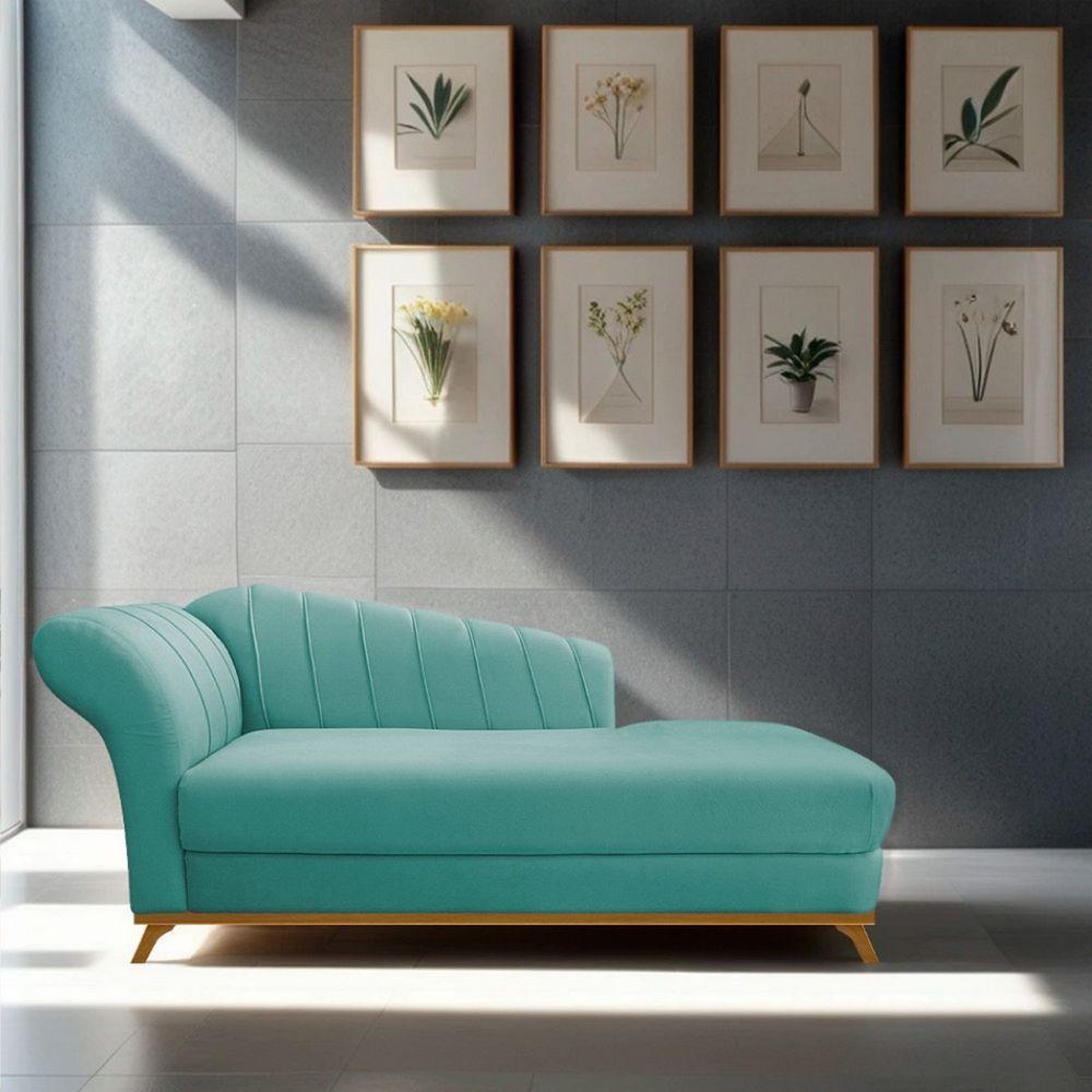 Diva Recamier Vanessa 160cm Lado Direito Suede Cor Azul Tiffany - 8