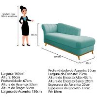 Diva Recamier Vanessa 160cm Lado Direito Suede Cor Azul Tiffany - 7