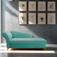 Diva Recamier Vanessa 160cm Lado Direito Suede Cor Azul Tiffany - 8