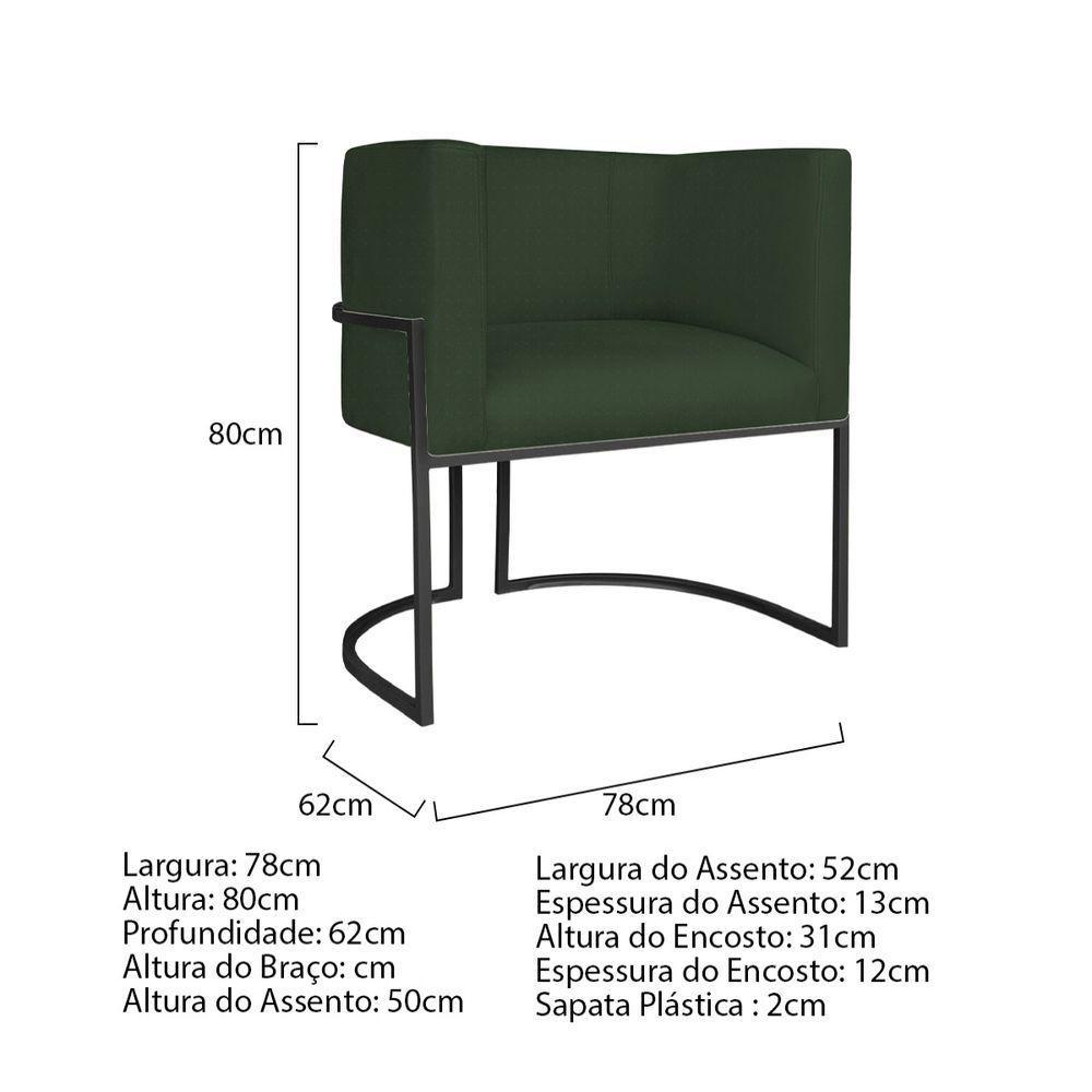 Kit Divã Luna 140cm Lado Esquerdo E 02 Poltronas Base De Ferro Preto Linho Verde - 10