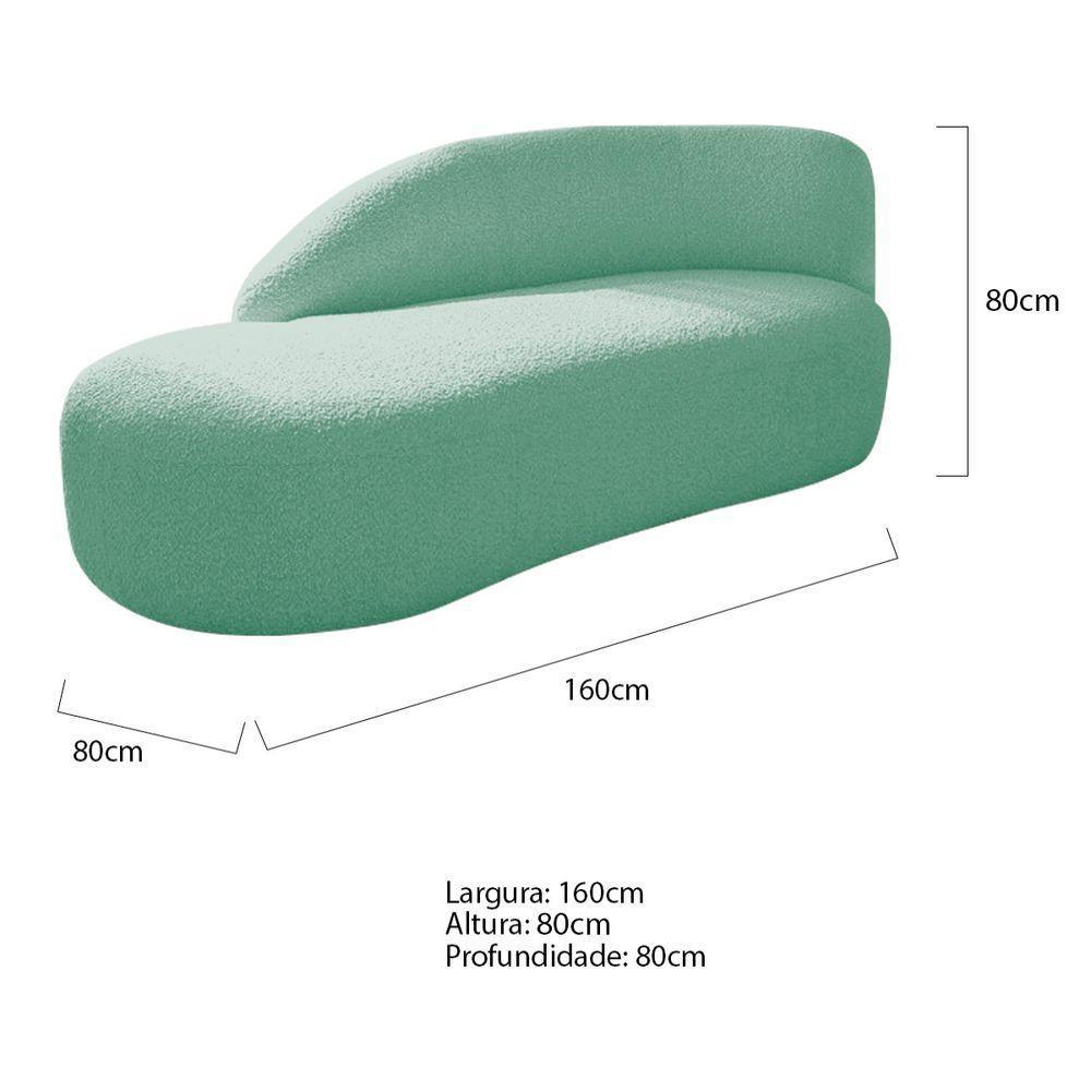 Kit Divã Luna 160cm Lado Esquerdo E 01 Poltrona Base De Ferro Dourado Suede Azul Tiffany - 8