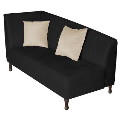 Recamier Heitor 160cm Com Almofada Lado Direito Sintético Cor Preto/bege