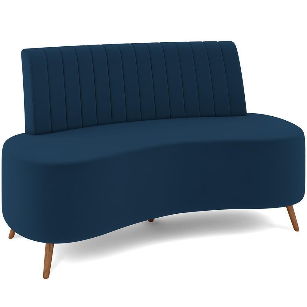 Sofá Chaise Living 2 Lugares 135cm Para Sala Cayman K01 Veludo Azul Marinho - 1