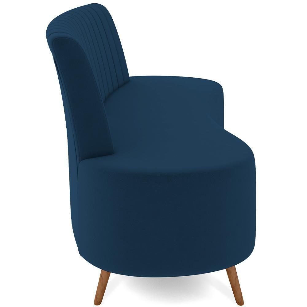 Sofá Chaise Living 2 Lugares 135cm Para Sala Cayman K01 Veludo Azul Marinho - 2