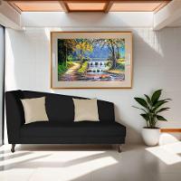 Recamier Heitor 140cm Com Almofada Lado Direito Sintético Preto Bege - 7