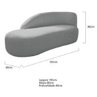 Divã Recamier Curvo Luna 185cm Lado Esquerdo Bouclé Cinza - 6