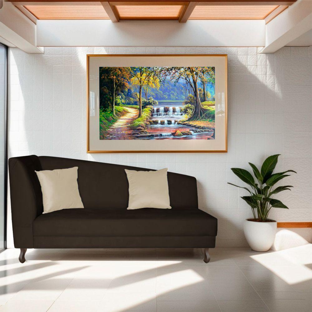 Recamier Heitor 160cm Com Almofada Lado Direito Sintético Cor Marrom/bege - 7