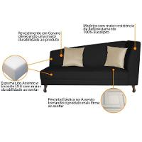 Recamier Heitor 185cm Com Almofada Lado Esquerdo Sintético Cor Preto-bege - 8