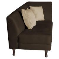 Recamier Heitor 140cm Com Almofada Lado Esquerdo Sintético Cor Marrom-bege - 2