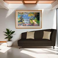 Recamier Heitor 140cm Com Almofada Lado Esquerdo Sintético Cor Marrom-bege - 7