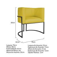 Kit Divã Luna 140cm Lado Esquerdo E 02 Poltronas Base De Ferro Preto Suede Amarelo - 10