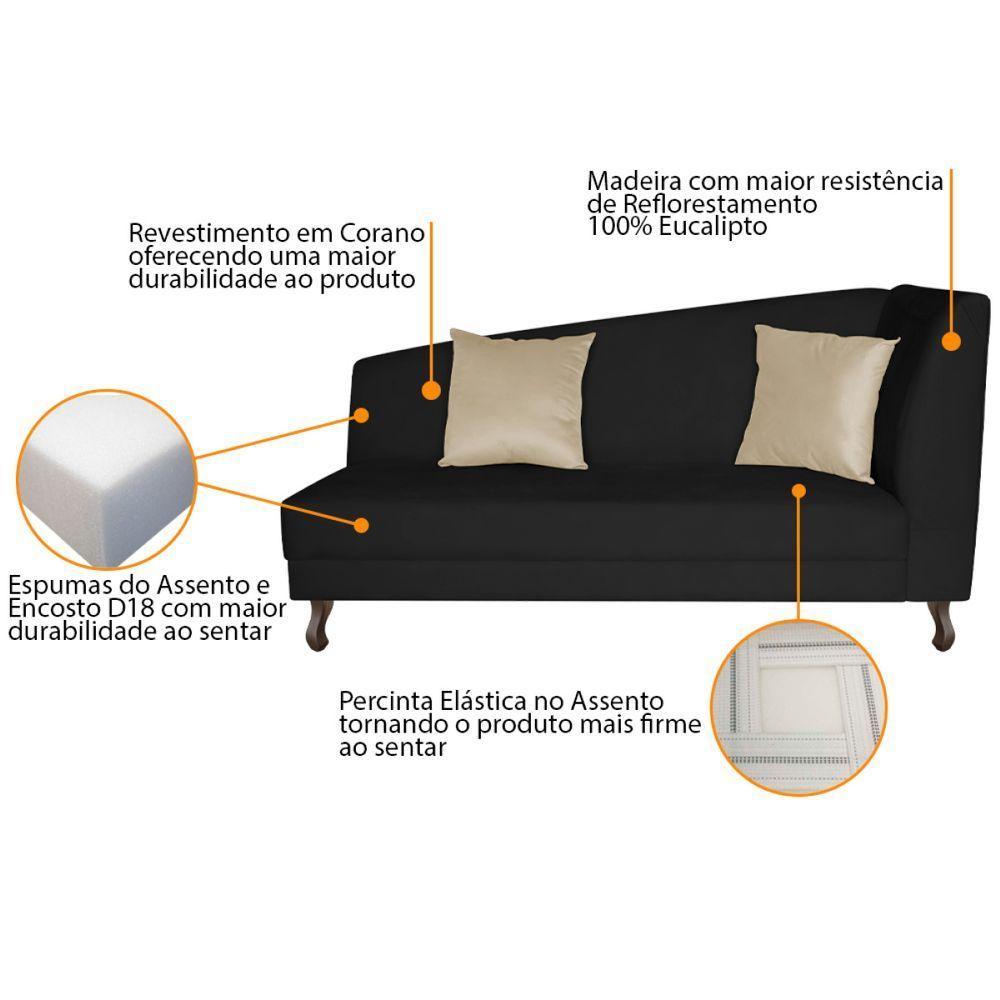 Recamier Heitor 160cm Com Almofada Lado Esquerdo Sintético Cor Preto/bege - 8