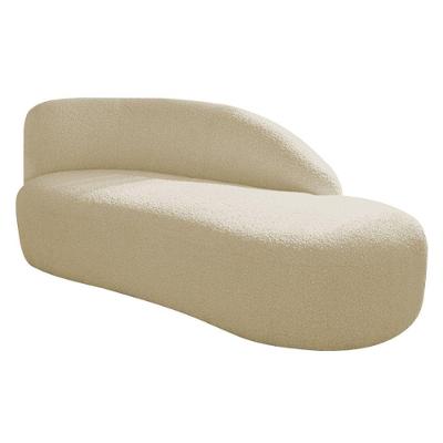 Divã Recamier Curvo Luna 160cm Lado Direito Suede Bege