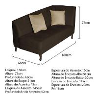 Recamier Heitor 160cm Com Almofada Lado Esquerdo Sintético Cor Marrom-bege - 6
