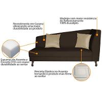 Recamier Heitor 160cm Com Almofada Lado Esquerdo Sintético Cor Marrom-bege - 8