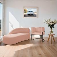 Kit Divã Luna 185cm Lado Esquerdo E 01 Poltrona Base De Ferro Preto Suede Rosê - 9