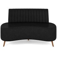 Sofá Chaise Living 2 Lugares 160cm Para Sala Cayman K01 Sintético Preto - 5