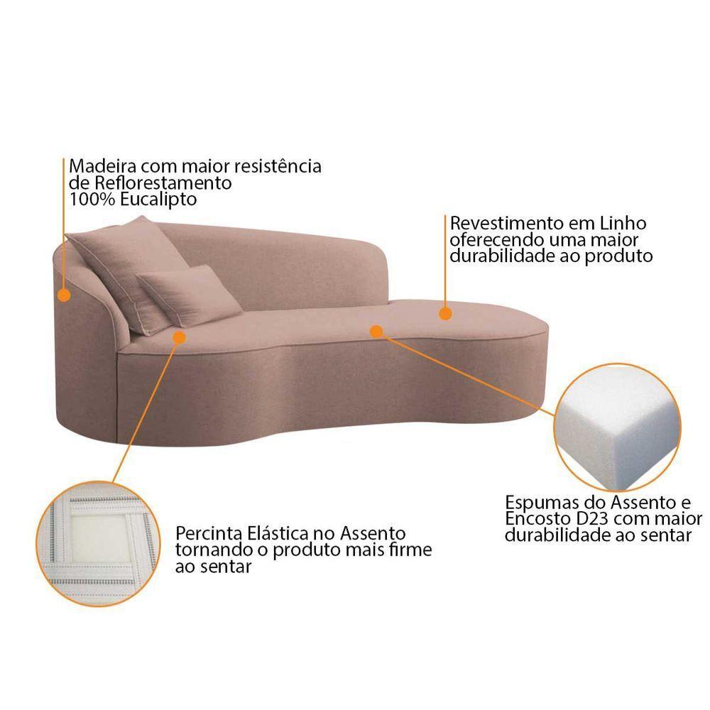 Divã Recamier Curvo Inglaterra 200cm Lado Direito Linho Rosê - 7