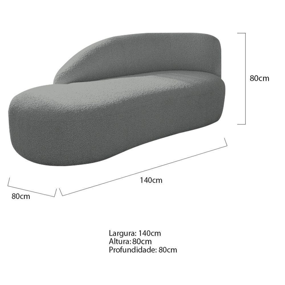 Kit Divã Luna 140cm Lado Esquerdo E 02 Poltronas Base De Ferro Preto Suede Cinza - 8