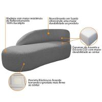 Kit Divã Luna 140cm Lado Esquerdo E 02 Poltronas Base De Ferro Preto Suede Cinza - 7