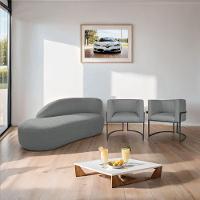 Kit Divã Luna 140cm Lado Esquerdo E 02 Poltronas Base De Ferro Preto Suede Cinza - 9