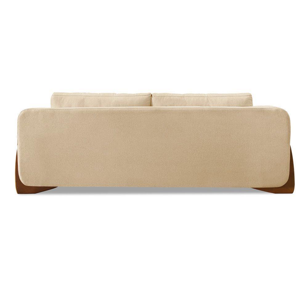 Sofá 3 Lugares Base De Madeira Clarissa 230 Cm Linho S04 - D'rossi Cor Dourado - 4